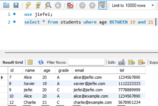 MySQL查询语句之WHERE条件设置